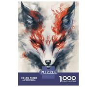 Jigsaw Puzzle1000 Pieces White Kitsune Fox Painting Adult Jigsaw Puzzle Hands-on Game For Family Fun Unique Gifts for Birthday And Christmas 38x26cm/1000pcs