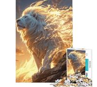 Jigsaw Puzzle1000 Pieces White Lion Fire Brain Intelligence Challenge Addictive Toys Hands-on Game Birthday Present Secret Santa Gifts (Size 38x26cm)
