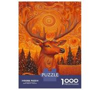 Jigsaw Puzzle1000 Pieces Winter Forest Deer Painting Adult Jigsaw Relaxing Games Staycation Kill Time Unique Gifts for Birthday And Christmas 38x26cm/1000pcs