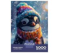 Jigsaw Puzzle1000 Pieces Winter Penguin with Hat Adult Jigsaw Relaxing Games Staycation Kill Time Unique Gifts for Birthday And Christmas 52x38cm/1000pcs