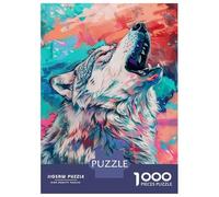 Jigsaw Puzzle1000 Pieces Wolf Howling at Moon Wall Art Print Adult Jigsaw Relaxing Games Staycation Kill Time Unique Gifts for Birthday And Christmas 70x50cm/1000pcs