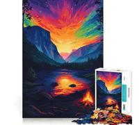 Jigsaw Puzzle1000 Pieces Yosemite Sunset Pixel Art Flawless Cut Fun Logic Fun Toy Free Play Game Birthday Activity (50x75cm)