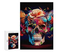 Jigsaw Puzzle300 PCS Colorful Floral Skull Art Puzzle for Adults Relaxing Games Improve Memory Unique Gifts for Birthday And Christmas 300 PCS