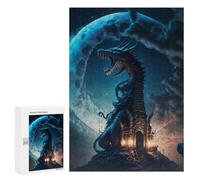 Jigsaw Puzzle300 PCS Dragon Castle Moonlit Night Puzzle for Adults Relaxing Games Improve Memory Unique Gifts for Birthday And Christmas 300 PCS
