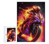 Jigsaw Puzzle300 PCS Flaming Speed Motorcycle Art -1 Puzzle for Adults Relaxing Games Improve Memory Unique Gifts for Birthday And Christmas 300 PCS