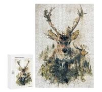Jigsaw Puzzle300 PCS Forest Majesty Deer Art Print Puzzle for Adults Relaxing Games Improve Memory Unique Gifts for Birthday And Christmas 300 PCS