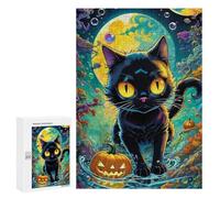 Jigsaw Puzzle300 PCS Magical Halloween Cat Scene Puzzle for Adults Relaxing Games Improve Memory Unique Gifts for Birthday And Christmas 300 PCS