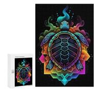Jigsaw Puzzle300 PCS Neon Turtle Puzzle for Adults Relaxing Games Improve Memory Unique Gifts for Birthday And Christmas 300 PCS