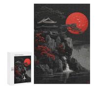 Jigsaw Puzzle300 PCS Red Moon Japan Ink Puzzle for Adults Relaxing Games Improve Memory Unique Gifts for Birthday And Christmas 300 PCS