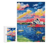 Jigsaw Puzzle300 PCS Sydney Opera House Colorful Painting Puzzle for Adults Relaxing Games Improve Memory Unique Gifts for Birthday And Christmas 300 PCS