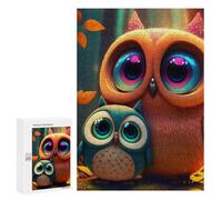 Jigsaw Puzzle300 PCS Whimsical Owl Duo in Autumn Forest Puzzle for Adults Relaxing Games Improve Memory Unique Gifts for Birthday And Christmas 300 PCS