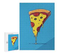 Jigsaw Puzzle500 PCS Cartoon Pizza Slice on Blue Background Puzzle for Adults Relaxing Games Improve Memory Unique Gifts for Birthday And Christmas 500 PCS