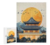 Jigsaw Puzzle500 PCS Chinese Temple Sunset Puzzle for Adults Relaxing Games Improve Memory Unique Gifts for Birthday And Christmas 500 PCS