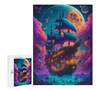 Jigsaw Puzzle500 PCS Fantasy Sailing Ship in A Colorful Sky Puzzle for Adults Relaxing Games Improve Memory Unique Gifts for Birthday And Christmas 500 PCS