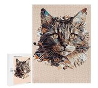 Jigsaw Puzzle500 PCS Geometric Cat Portrait Art Print Puzzle for Adults Relaxing Games Improve Memory Unique Gifts for Birthday And Christmas 500 PCS