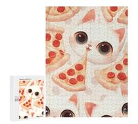 Jigsaw Puzzle500 PCS Kawaii Cat Meets Cheesy Pizza Bliss Puzzle for Adults Relaxing Games Improve Memory Unique Gifts for Birthday And Christmas 500 PCS
