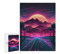 Jigsaw Puzzle500 PCS Neon Desert Highway Puzzle for Adults Relaxing Games Improve Memory Unique Gifts for Birthday And Christmas 500 PCS