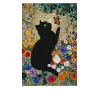 Jigsaw Puzzle75x50cm/1000pcs Black Cat Butterfly Garden Adult Jigsaw Puzzle Toy Wall Decor Presents for Women Unique Gifts for Birthday And Christmas 75x50cm/1000pcs