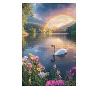 Jigsaw Puzzle75x50cm/1000pcs Rainbow Lake with Swan Adult Jigsaw Puzzle Toy Wall Decor Presents for Women Unique Gifts for Birthday And Christmas 75x50cm/1000pcs