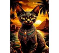 Jigsaw Puzzles 100 piece,Puzzles for Adults,Challenging Educational Family Activity Games Home Decoration Puzzle Egyptian Scenery Cat 15.6 x 11 inch