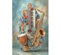 Jigsaw Puzzles 100 Pieces(40 x 28 cm) Puzzles for Adults,Challenging Educational Family Activity Games Home Decoration Puzzle(Classical instruments)