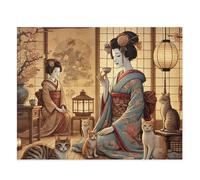 Jigsaw Puzzles 100 Pieces(40 x 28 cm) Puzzles for Adults,Challenging Educational Family Activity Games Home Decoration Puzzle(Japanese Classical Geisha)