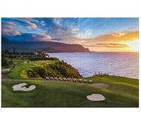 Jigsaw Puzzles 100 Pieces For Adults, Hole Sunset Golf Cart Tour Drone Puzzles, Entertainment Diy Toys For Creative Gift Home Decor 45,5x35,5CM