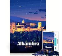 Jigsaw Puzzles 1000 Alhambra Spain at Night Accurate Joint Fun Cognitive Fun Play Slow Time Fun Birthday Art Play (50x75cm)