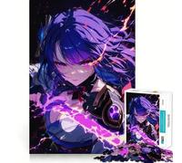 Jigsaw Puzzles 1000 Anime Girl with Purple Hair And Sword Seamless Edge Play, Thinking Fun Game, Idle Fun Time, Xmas Art Gift (38x26cm)