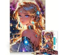 Jigsaw Puzzles 1000 Anime Girl with Starry Dress Accurate Joint Fun Cognitive Fun Play Slow Time Fun Birthday Art Play (50x75cm)