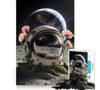 Jigsaw Puzzles 1000 Astronaut Helmet on The Moon Accurate Joint Fun Cognitive Fun Play Slow Time Fun Birthday Art Play (38x26cm)