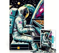 Jigsaw Puzzles 1000 Astronaut Plays Piano Wpap Accurate Joint Fun Cognitive Fun Play Slow Time Fun Birthday Art Play (50x75cm)