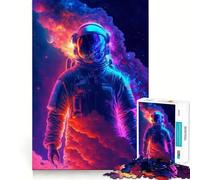 Jigsaw Puzzles 1000 Astronaut Space Neon Accurate Joint Fun Cognitive Fun Play Slow Time Fun Birthday Art Play (50x75cm)