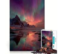 Jigsaw Puzzles 1000 Aurora Borealis over Lofoten Islands Accurate Joint Fun Cognitive Fun Play Slow Time Fun Birthday Art Play (38x52cm)