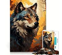 Jigsaw Puzzles 1000 Autum Wolf Portrait Fall Accurate Joint Fun Cognitive Fun Play Slow Time Fun Birthday Art Play (38x26cm)