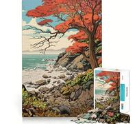 Jigsaw Puzzles 1000 Autumn Fall Coastline Accurate Joint Fun Cognitive Fun Play Slow Time Fun Birthday Art Play (50x75cm)