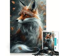Jigsaw Puzzles 1000 Autumn Fox Majesty Accurate Joint Fun Cognitive Fun Play Slow Time Fun Birthday Art Play (38x26cm)