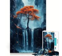 Jigsaw Puzzles 1000 Autumn Tree Waterfall Accurate Joint Fun Cognitive Fun Play Slow Time Fun Birthday Art Play (38x26cm)