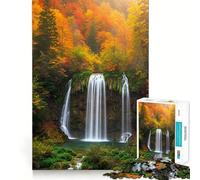 Jigsaw Puzzles 1000 Autumn Waterfall in Forest Nature Accurate Joint Fun Cognitive Fun Play Slow Time Fun Birthday Art Play (38x52cm)