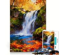 Jigsaw Puzzles 1000 Autumn Waterfall Painting Accurate Joint Fun Cognitive Fun Play Slow Time Fun Birthday Art Play (50x75cm)