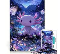 Jigsaw Puzzles 1000 Axolotl with Angels in Fantasy Landscape Accurate Joint Fun Cognitive Fun Play Slow Time Fun Birthday Art Play (38x26cm)