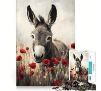 Jigsaw Puzzles 1000 Beautiful Donkey Tight Fit Piece Cognitive Play Gift Cozy Fun Time Xmas Scene Art (38x26cm)