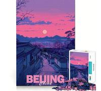 Jigsaw Puzzles 1000 Beijing Cityscape Tight Fit Piece Cognitive Play Gift Cozy Fun Time Xmas Scene Art (38x52cm)
