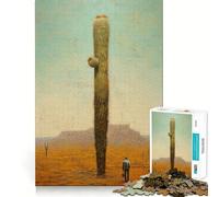 Jigsaw Puzzles 1000 Big Cactus Small Men Tight Fit Piece Cognitive Play Gift Cozy Fun Time Xmas Scene Art (50x75cm)
