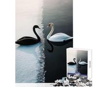Jigsaw Puzzles 1000 Black And White Swans Jigsaw for Teenagers Staycation Kill Time Challenging To Complete Stress Reduction Gifts (38x52cm)