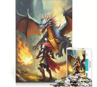 Jigsaw Puzzles 1000 Black Dragon An Knight, DIY Toys, Family Activities, with Fully Interlocking Randomly Shaped Pieces 38x52cm