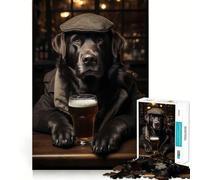 Jigsaw Puzzles 1000 Black Labrador at The Pub Seamless Edge Play, Thinking Fun Game, Idle Fun Time, Xmas Art Gift (38x26cm)