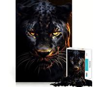 Jigsaw Puzzles 1000 Black Leopard in Gold Seamless Edge Play, Thinking Fun Game, Idle Fun Time, Xmas Art Gift (38x52cm)