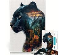 Jigsaw Puzzles 1000 Black Leopard Seamless Edge Play, Thinking Fun Game, Idle Fun Time, Xmas Art Gift (50x75cm)