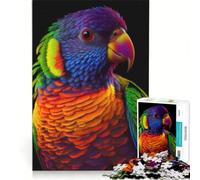 Jigsaw Puzzles 1000 Blazing Rainbow Lorikeet, DIY Toys, Family Activities, with Fully Interlocking Randomly Shaped Pieces 38x52cm